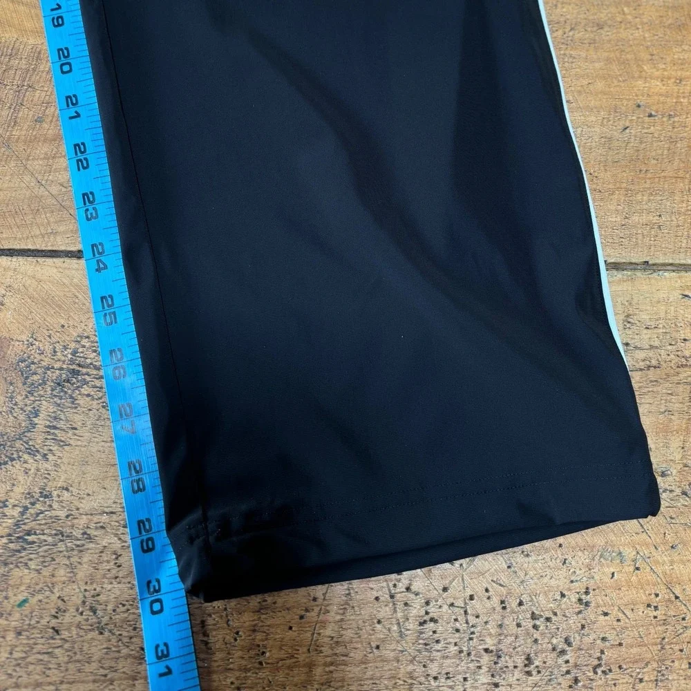 Gymshark Mens Black Oversized Fit Contrast Straight Leg Pants Stripe Stretch M
